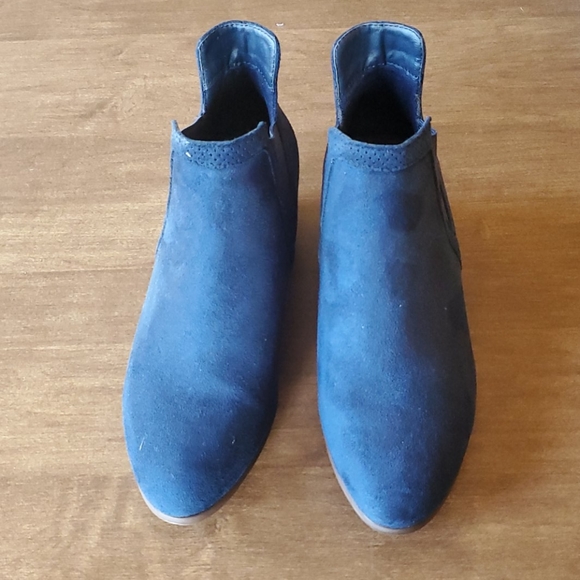 womens navy blue ankle booties